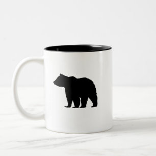 Bear Black Silhouette Mounving Zweifarbige Tasse
