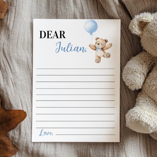 Bear Blue Balloon Time Capsule Note Card Dankeskarte (Von Creator hochgeladen)