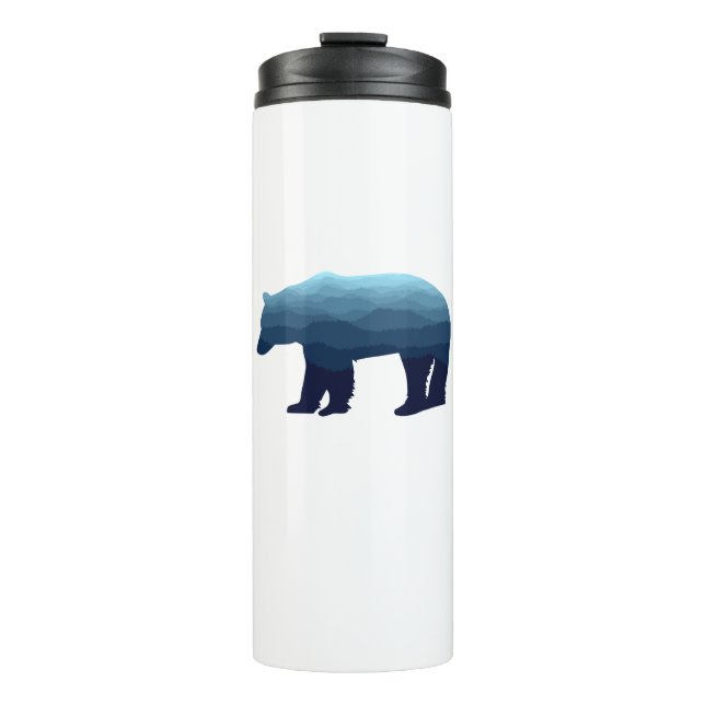 Bear Blue Forest Mountains Thermosbecher (Vorderseite)