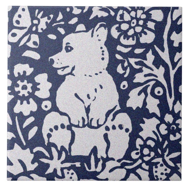Bear Blue Gray Granite Stone Woodland Fliese (Vorderseite)