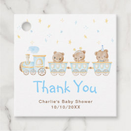 Bear Blue Train Baby Dusche Vielen Dank Geschenkanhänger