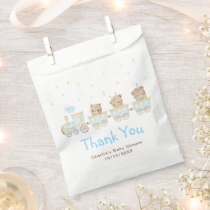 Bear Blue Train Baby Dusche Vielen Dank Geschenktütchen