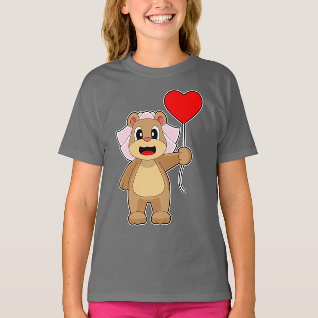 Bear Bride Balloon Wedding T-Shirt (Vorderseite)