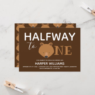 Bear Brown 6 Monate Baby Halbgeburt Einladung