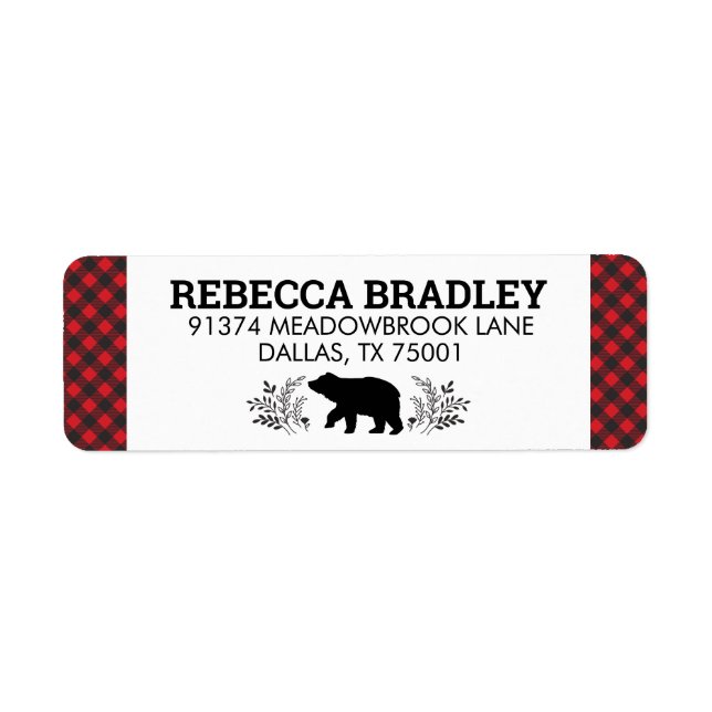 Bear Buffalo Kariert Lumberjack-Adressetikett (Vorne)