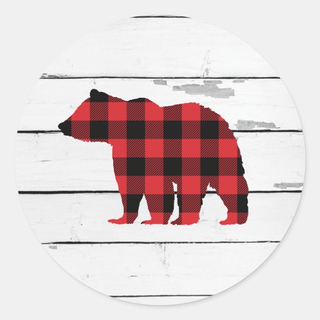 Bear Buffalo Karo Muster Cabin Stickers (Vorderseite)