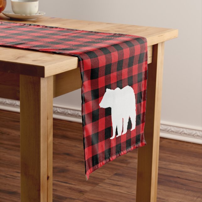 Bear Buffalo Karo Mustertisch Runner Kurzer Tischläufer (Beispiel)