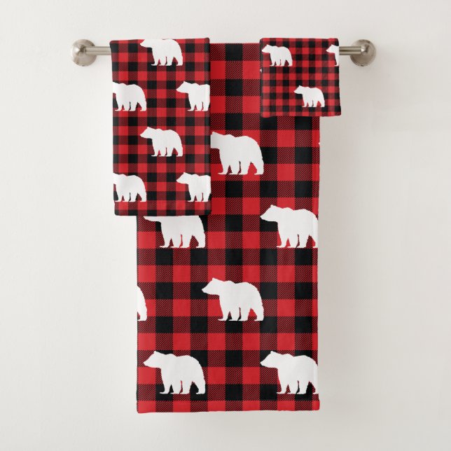 Bear Buffalo Karo Pattern Badetuch Set (Insitu)