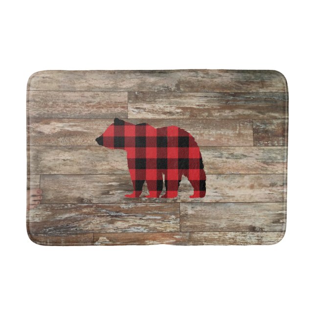 Bear Buffalo Karo Rustic Wood Bath Mat Badematte (Vorderseite)
