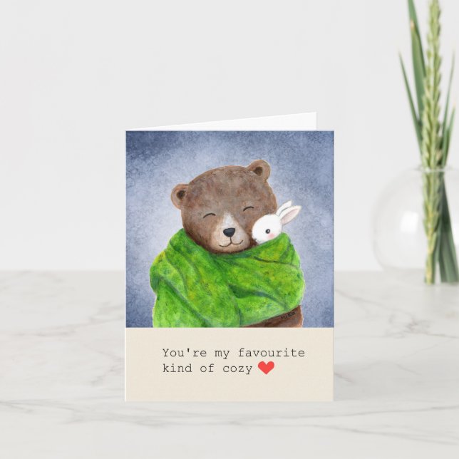 Bear & Bunny in a Scarf You are my favorite Cozy Karte (Vorderseite)