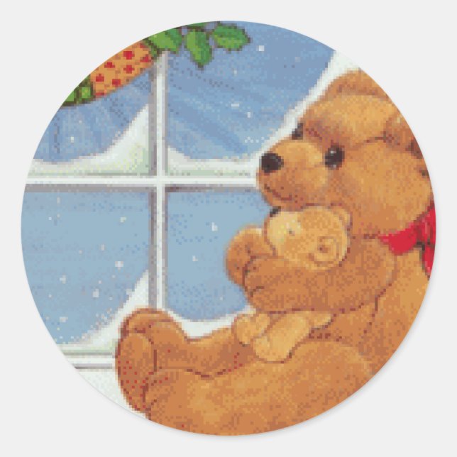 Bear Christmas Runder Aufkleber (Vorderseite)