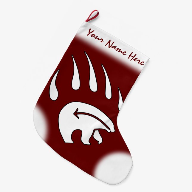 Bear Christmas Strumpf Tribal Bear Claw Strumpf Großer Weihnachtsstrumpf (Vorderansicht (hängend))