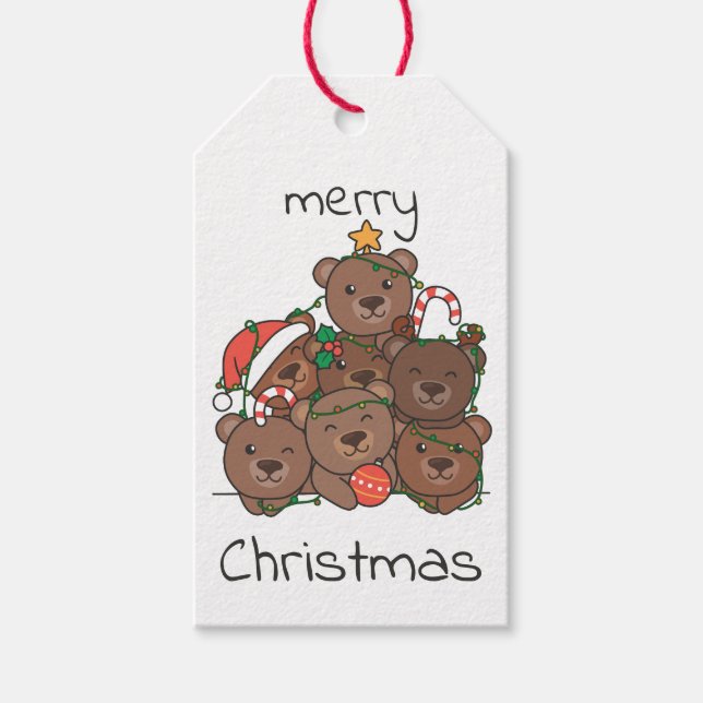 Bear Christmas Tree Funny Animal Christmas Holiday Geschenkanhänger (Vorderseite)