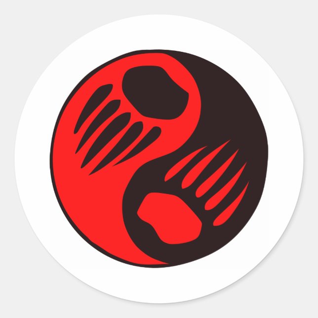 Bear Claw Yin Yang Runder Aufkleber (Vorderseite)