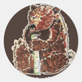Bear Contemplates Hibernation Runder Aufkleber