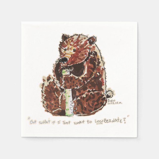 Bear Contemplates Hibernation Serviette (Vorderseite)