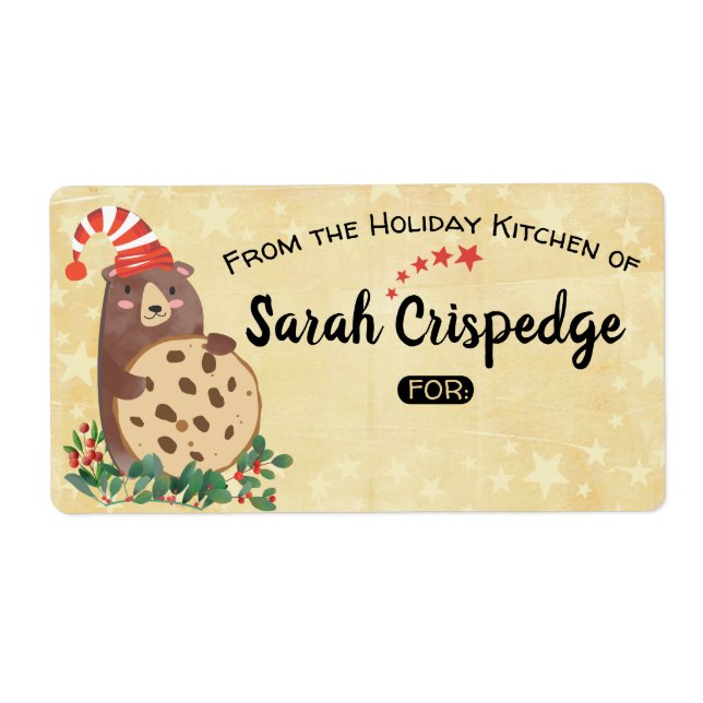 Bear cookie Noël à partir de vacances Étiquette de (Devant)