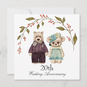 Bear Couple Wedding Anniversary Einladung