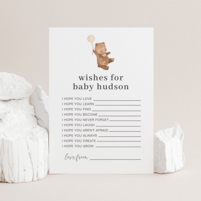 Bear Cream Balloon will Baby Card Einladung (Von Creator hochgeladen)