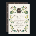 Bear Cub Baby Dusche Einladung<br><div class="desc">Woodland thematisierte Baby-Dusche Design von Shelby Allison mit einer Illustration von whimsical grünen Blumenmotiven rund um ein süßes Bärenkuppchen-Portrait.</div>