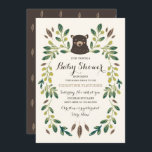 Bear Cub Baby Dusche Einladung<br><div class="desc">Woodland thematisierte Baby-Dusche Design von Shelby Allison mit einer Illustration von whimsical grünen Blumenmotiven rund um ein süßes Bärenkuppchen-Portrait.</div>