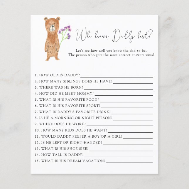 Bear cub - Wer kennt DADDY am besten? (Vorderseite)