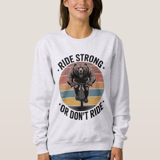 Bear Cycling Vintage Sunset Biker Design Sweatshirt (Vorderseite)