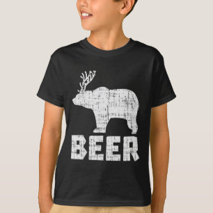 Bear Deer Beer Funny Drinks Jagen Camping Vater T-Shirt