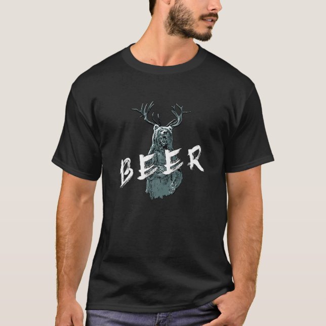 Bear Deer Beer  Nature  Wordplay T-Shirt (Vorderseite)