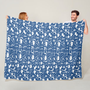 Bear Deer Fox Raccoon Folk Art Pattern Fleece
