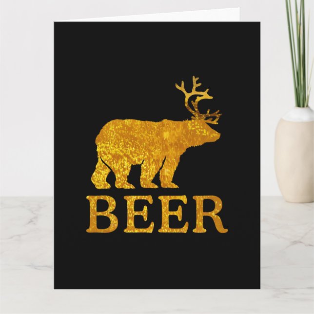 Bear Deer or Beer Bold Silhouette Karte (Vorderseite)
