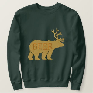 Bear Deer or Beer Embossed Embroidered Statement Besticktes Sweatshirt