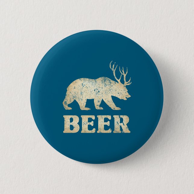 Bear Deer Vintage Beer  Button (Vorderseite)