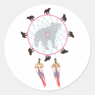 Bear Dream Catcher Runder Aufkleber