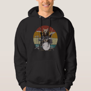 Bear Drummer Playing Drums Men Hoodie