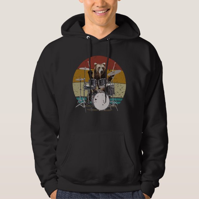 Bear Drummer Playing Drums Men Hoodie (Vorderseite)