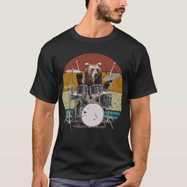 Bear Drummer Playing Drums Men T - Shirt (Vorderseite)