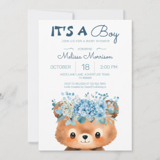 Bear es ist eine Blue Baby Dusche Einladung