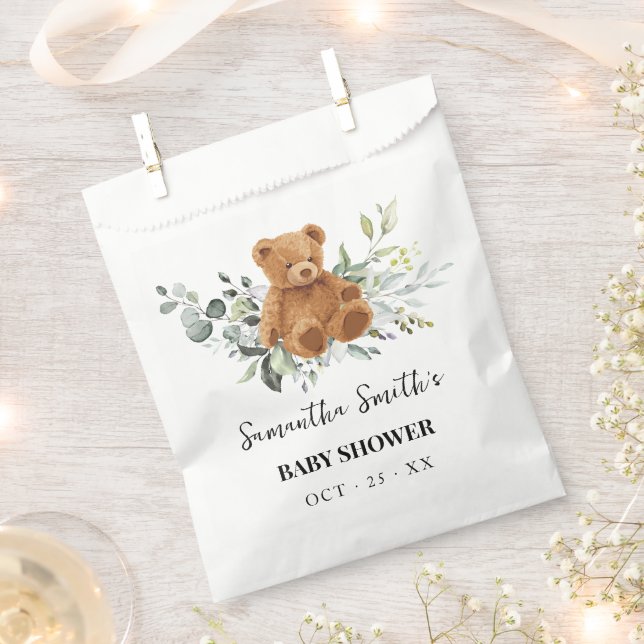Bear Eucalyptus Greenery Baby Shower Fevor Bag Geschenktütchen (Ausgeschnitten)
