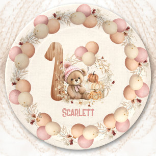 Bear Fall Beary 1. Geburtstag Girl Paper Teller