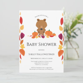 Bear Fall Pumpkin Baby Dusche Einladung
