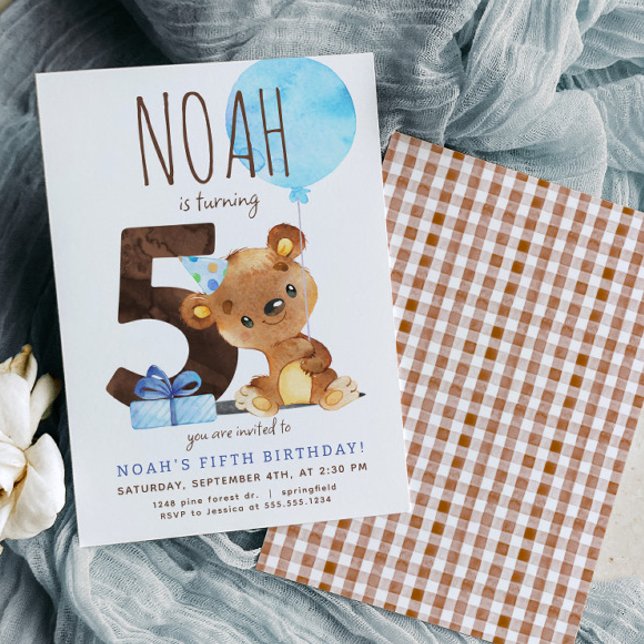 Bear Fifth Birthday Einladung (Von Creator hochgeladen)
