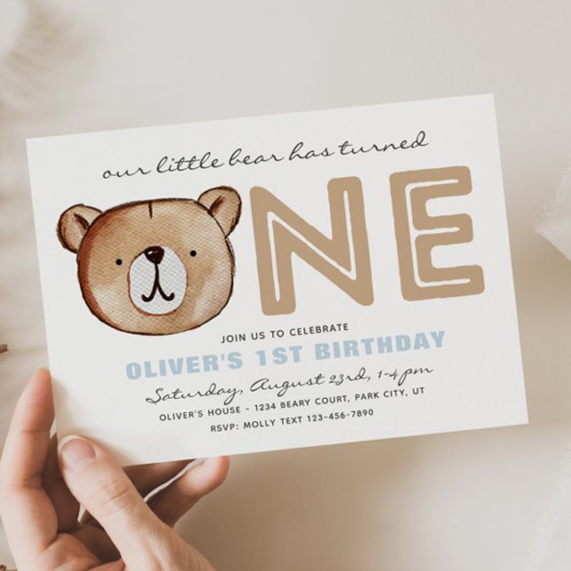 Bear First Birthday Einladungen (Von Creator hochgeladen)