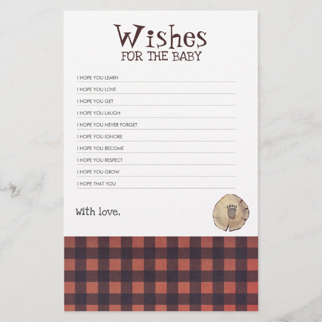 Bear Foot Print Lumberjack Themed Baby Showspiel (Vorderseite)