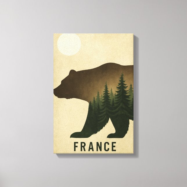Bear Forest Silhouette Frankreich Natur Leinwanddruck (Vorderseite)