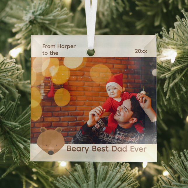 Bear Foto Best Vater Weihnachten Ornament Aus Glas (Insitu)