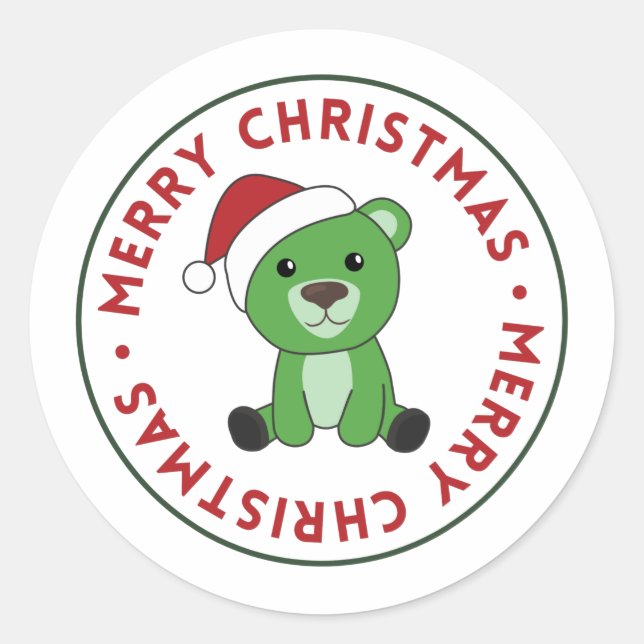 Bear Frohe Weihnachten Winter Tiere Bears Classic Runder Aufkleber (Vorderseite)