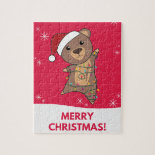 Bear Frohe Weihnachten Winter Tiere Bears Jigsaw P