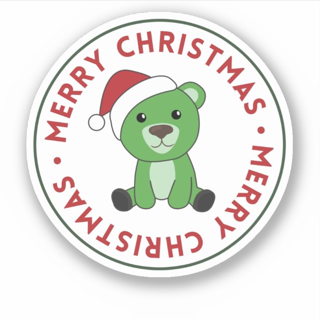 Bear Frohe Weihnachts-Wintertiere Bärensticker Aufkleber (Vorderseite)