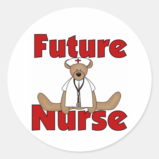 Bear Future Nurse Runder Aufkleber (Vorderseite)